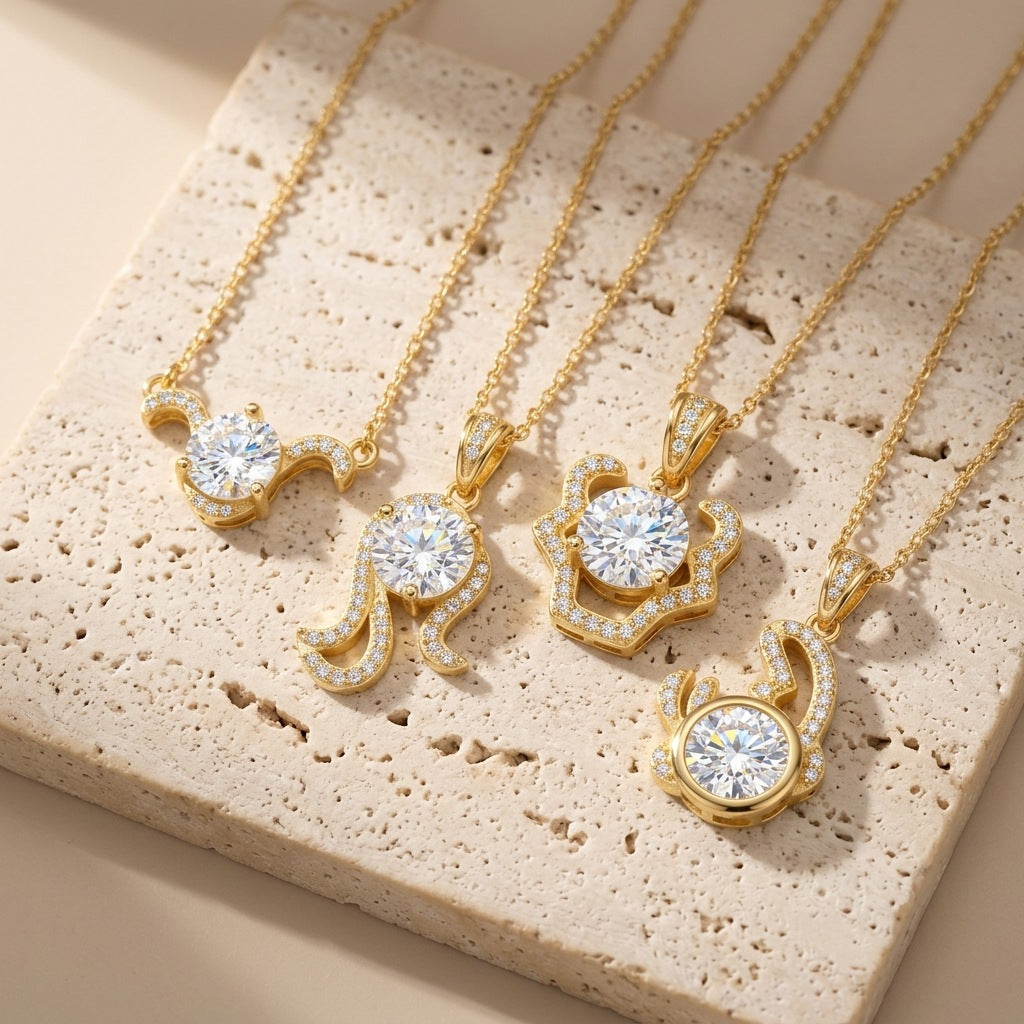 925 Silver Cross-Border 1CT Lock Necklace | Moissanite or CZ | Wholesale