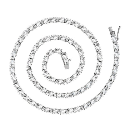 925 Silver Full Diamond Oval 3x5mm Necklace | Moissanite or CZ | Wholesale