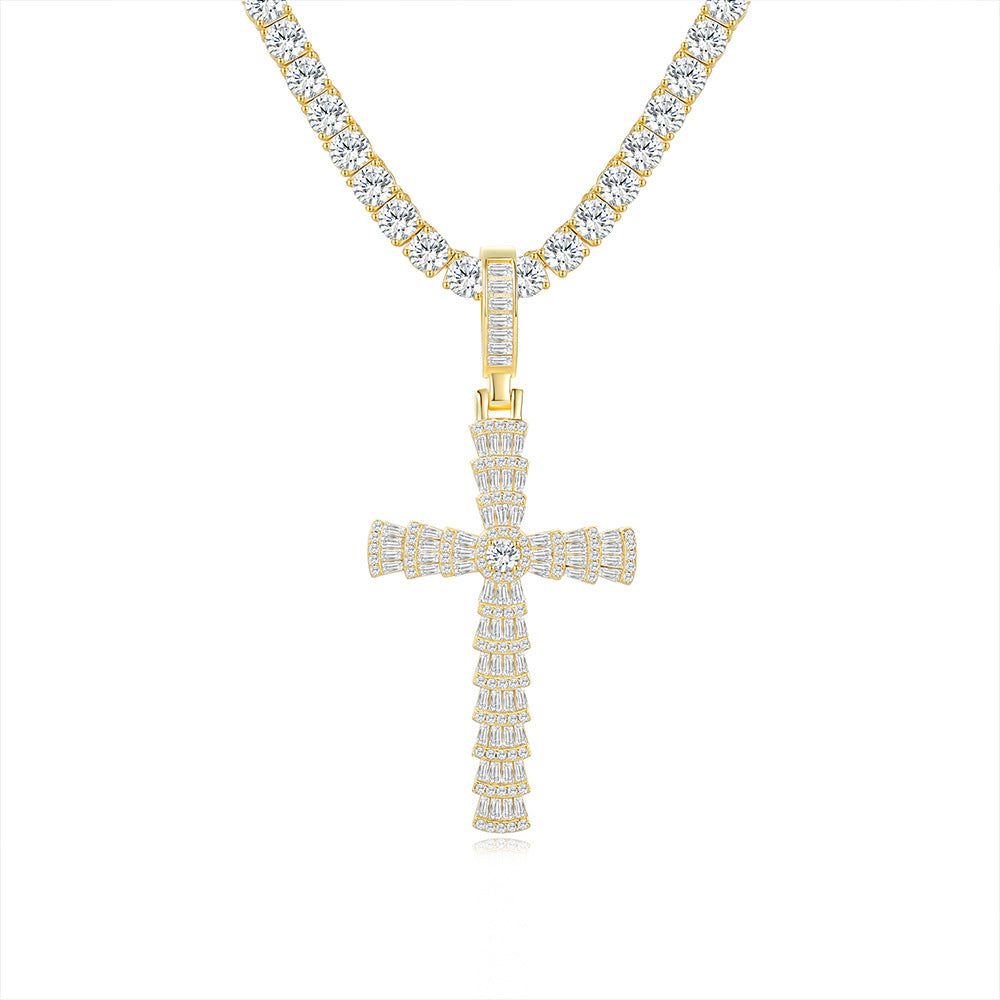 925 Silver Trendy Cross Necklace | Moissanite or CZ | Wholesale
