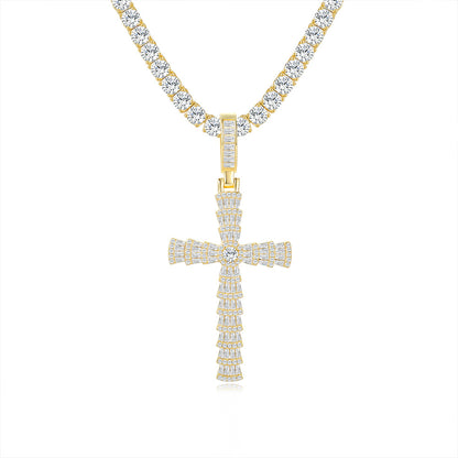 925 Silver Trendy Cross Necklace | Moissanite or CZ | Wholesale