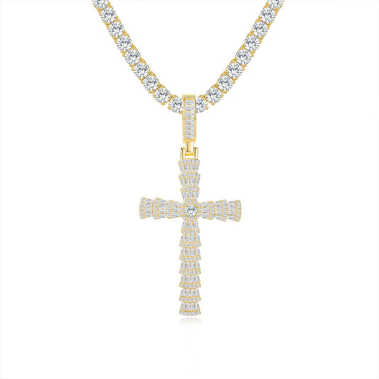 925 Silver Trendy Cross Necklace | Moissanite or CZ | Wholesale