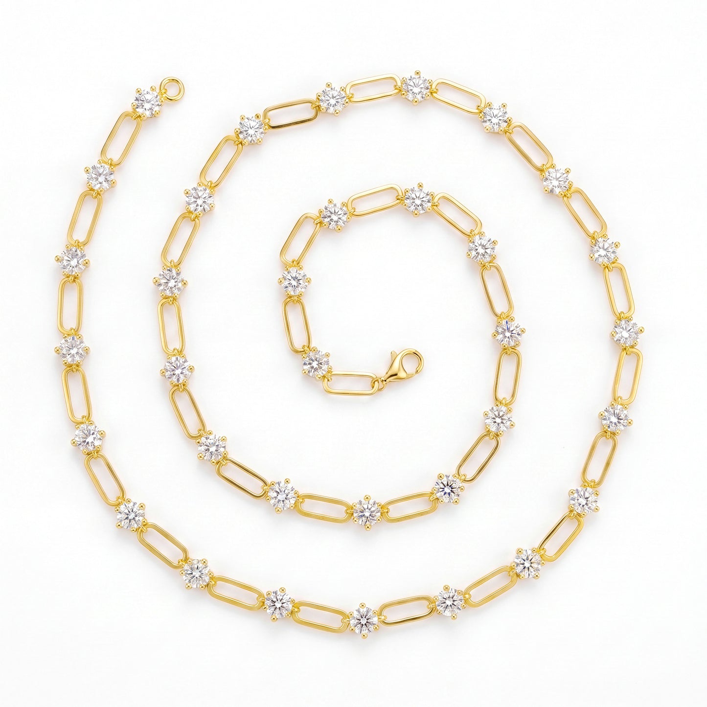 925 Silver Fashion Paper Clip Necklace | Moissanite or CZ | Wholesale