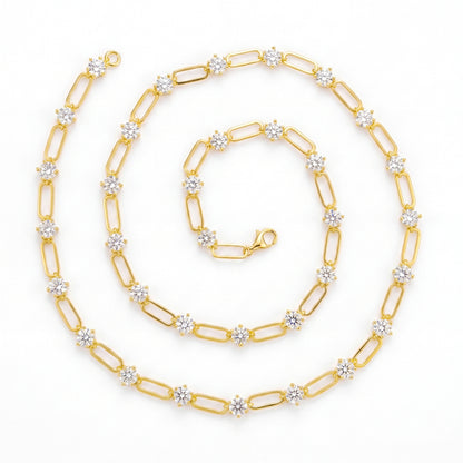 925 Silver Fashion Paper Clip Necklace | Moissanite or CZ | Wholesale