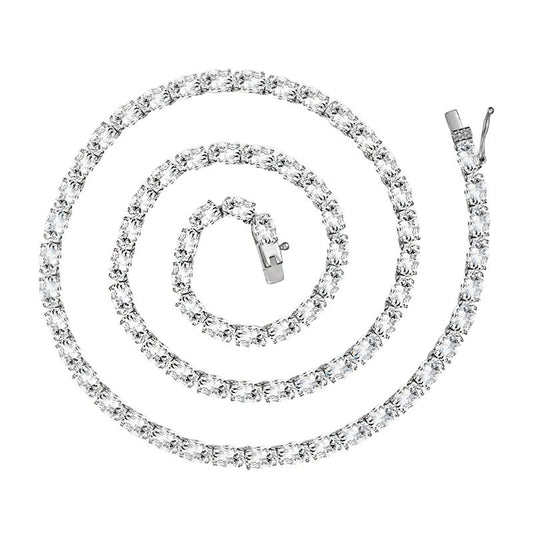 925 Silver Diamond Oval 3x5mm Necklace | Moissanite or CZ | Logo Engrave | Wholesale