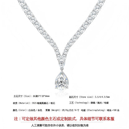 925 Silver Luxury Tear Drop Necklace | Moissanite or CZ | Wholesale