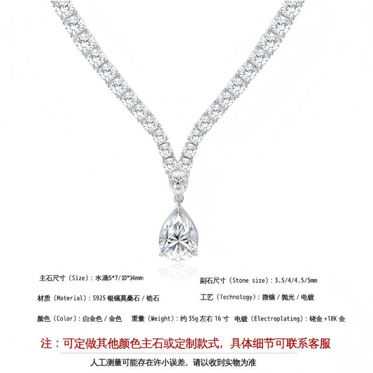 925 Silver Luxury Tear Drop Necklace | Moissanite or CZ | Wholesale