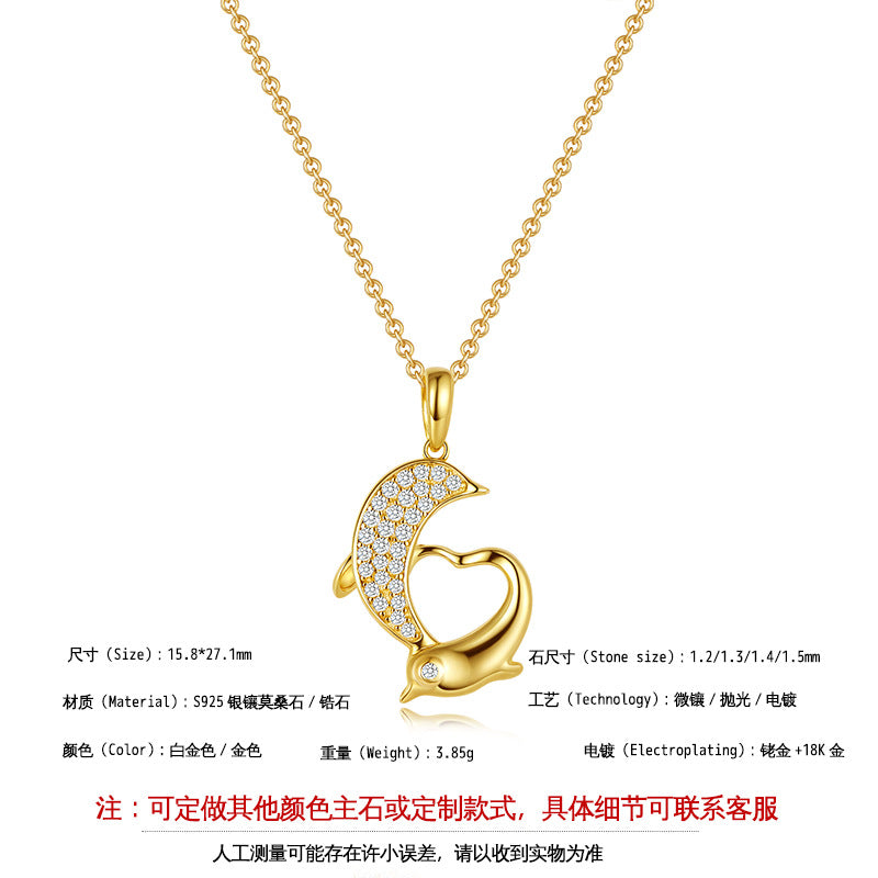 925 Silver Niche Dolphin Necklace | Moissanite or CZ | Wholesale