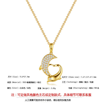 925 Silver Niche Dolphin Necklace | Moissanite or CZ | Wholesale