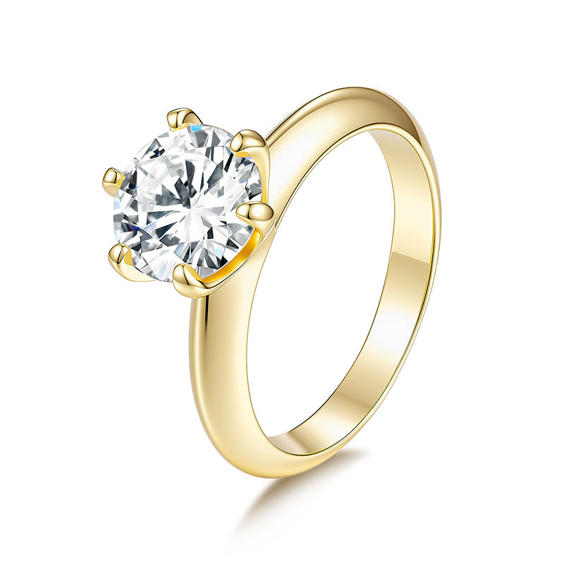 925 Silver 6-Prong Round Ring | Moissanite or CZ