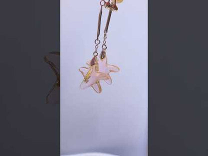 Inspired Pink Crystal Starfish Dangle Earrings in 925 Silver