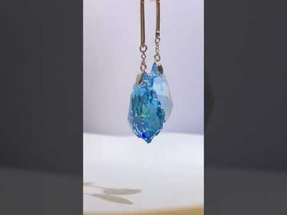 Swarovski-Inspired Blue Crystal Dangle Earrings in 925 Silver