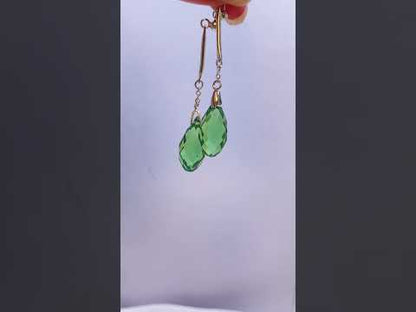 Swarovski-Inspired Olive Green Crystal Teardrop Dangle Earrings in 925 Silver