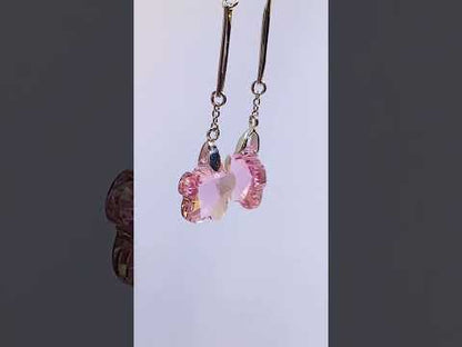 Wholesale Pink Crystal Flower Earrings - Brilliant Dangle Design