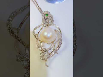 Unique Phoenix Necklace - Gold Plated with Natural Pearls