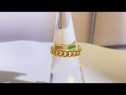Oval Lab-Grown Emerald & Garnet Ring 5×7MM | 18K Gold Plated 925 Silver 2.3g | Wholesale