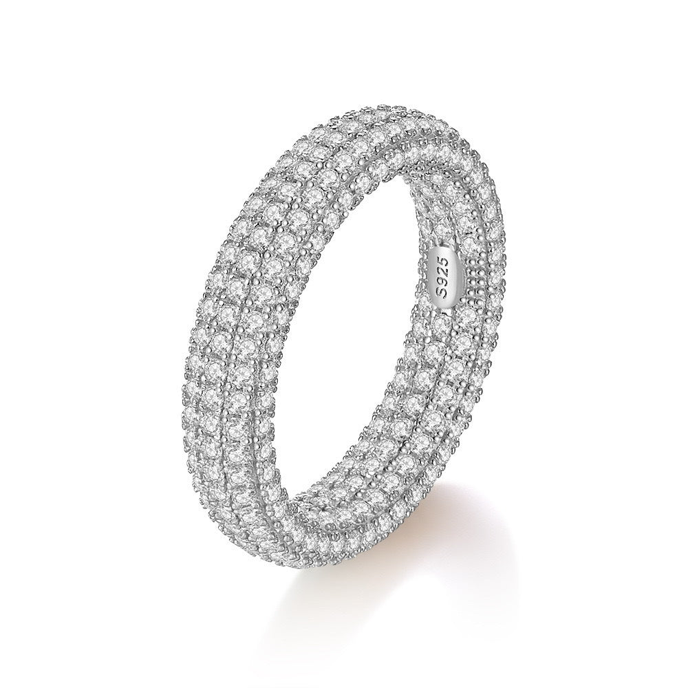 925 Silver Hip-Hop Micro-Inlaid Ring | Moissanite or CZ