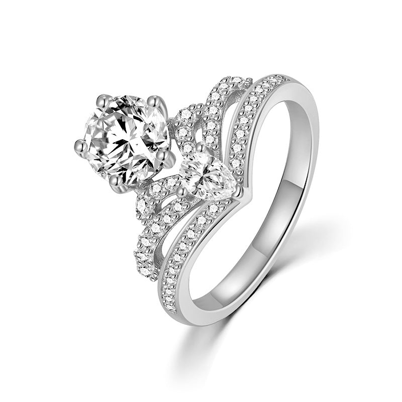 925 Silver Stacked Half Circle Ring | Moissanite or CZ