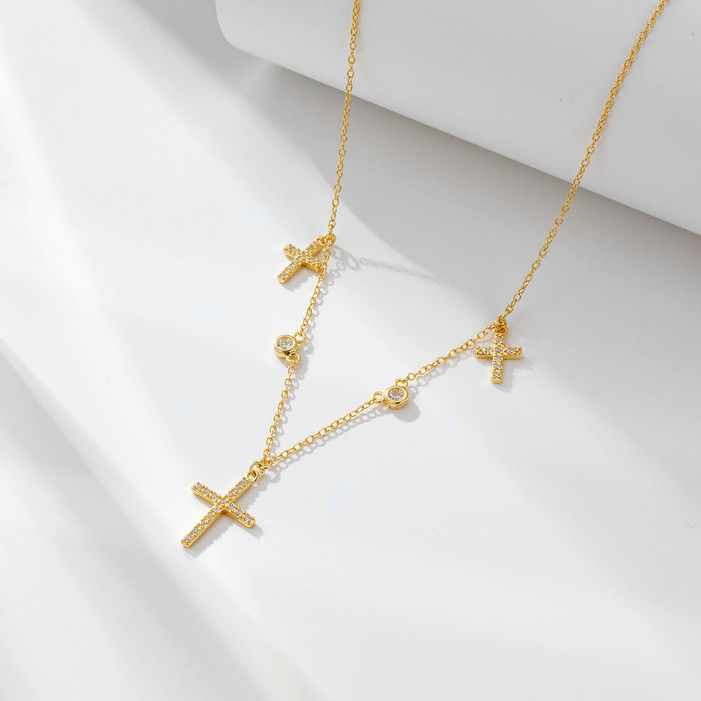 European and American Cross-border Jewelry 925 Sterling Silver Cross Necklace Women's Simple ins Nic