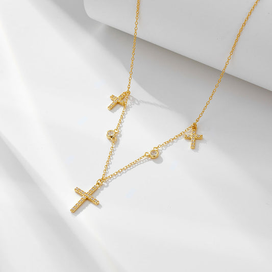 European and American Cross-border Jewelry 925 Sterling Silver Cross Necklace Women's Simple ins Nic