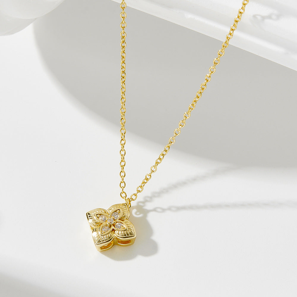 European and American Cross-Border Ins-Style Four-Leaf Clover Pendant Necklace, 925 Sterling Silver