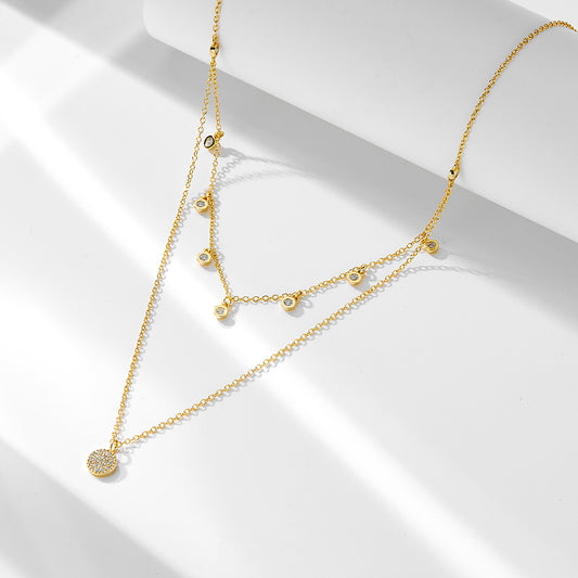 European and American cross-border jewelry s925 sterling silver double-layer necklace women's simple