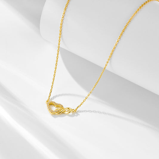 Lucky 8-word infinite heart-shaped sterling silver necklace for women European and American fashion