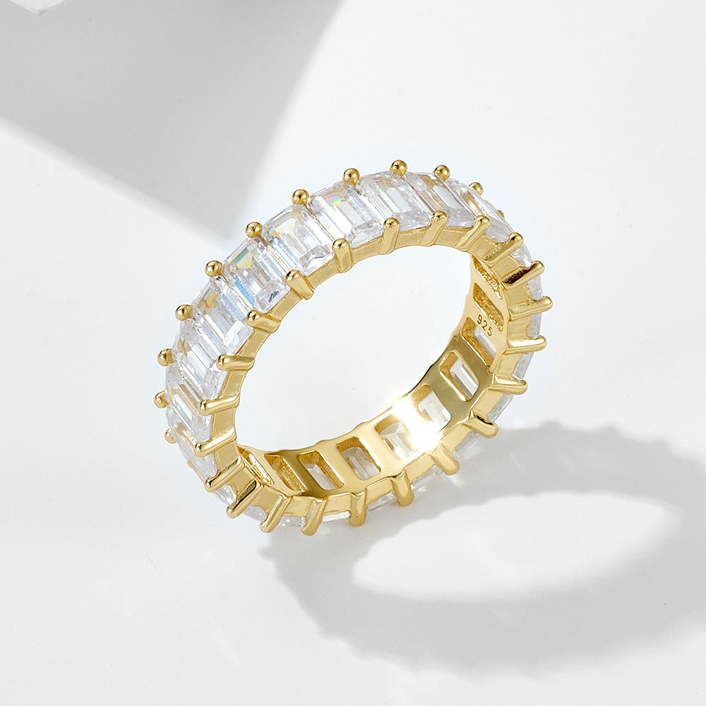 Wholesale 925 Sterling Silver Zircon Ring Hip-Hop Style