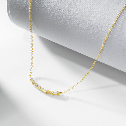 S925 sterling silver rectangular zircon smile pendant necklace European and American light luxury ni
