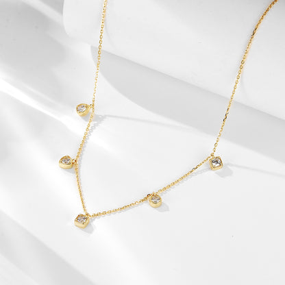 European and American Cross-border Geometric Small Square Zircon Pendant Necklace Women's S925 Sterl