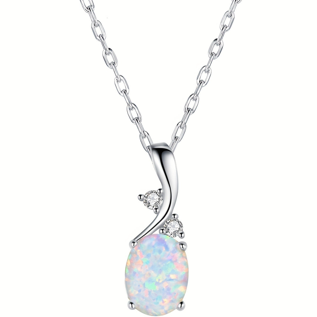 Oval White Fire Opal Pendant Necklace ｜Wholesale Opal Jewelry | Bo Cheng Jewelry