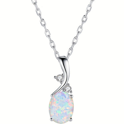 Oval White Fire Opal Pendant Necklace ｜Wholesale Opal Jewelry | Bo Cheng Jewelry