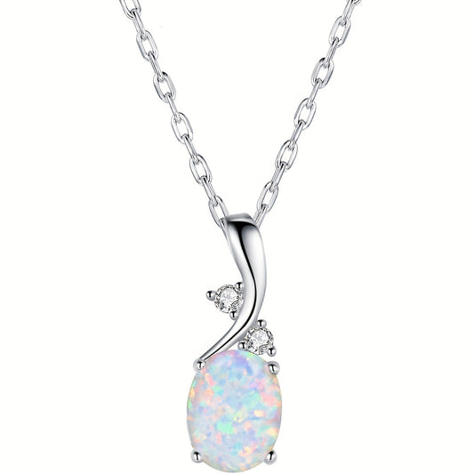 Oval White Fire Opal Pendant Necklace ｜Wholesale Opal Jewelry | Bo Cheng Jewelry