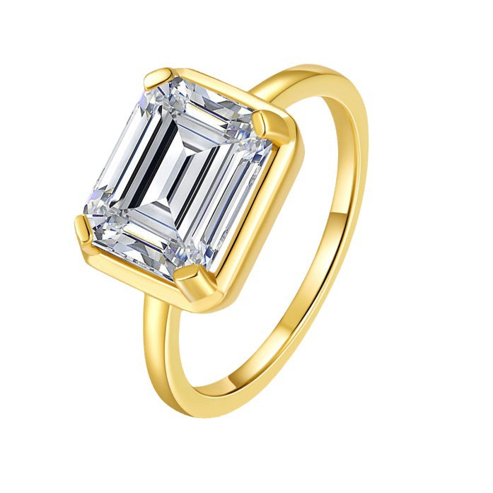 925 Silver Golden Simple Ring | Moissanite or CZ