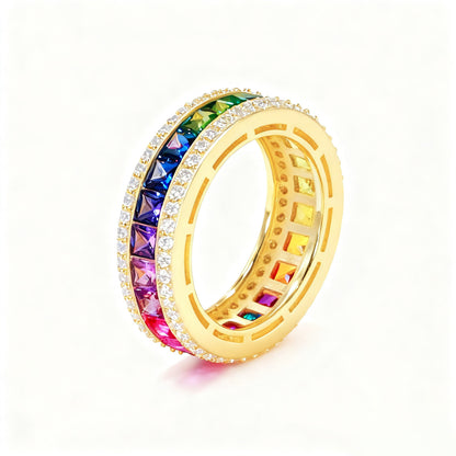 925 Silver Colorful Gemstone Ring | Moissanite or CZ