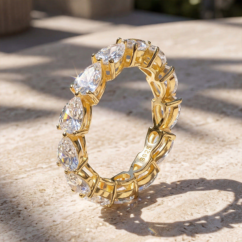 925 Silver Water Drop Claw-Set Ring | Moissanite or CZ