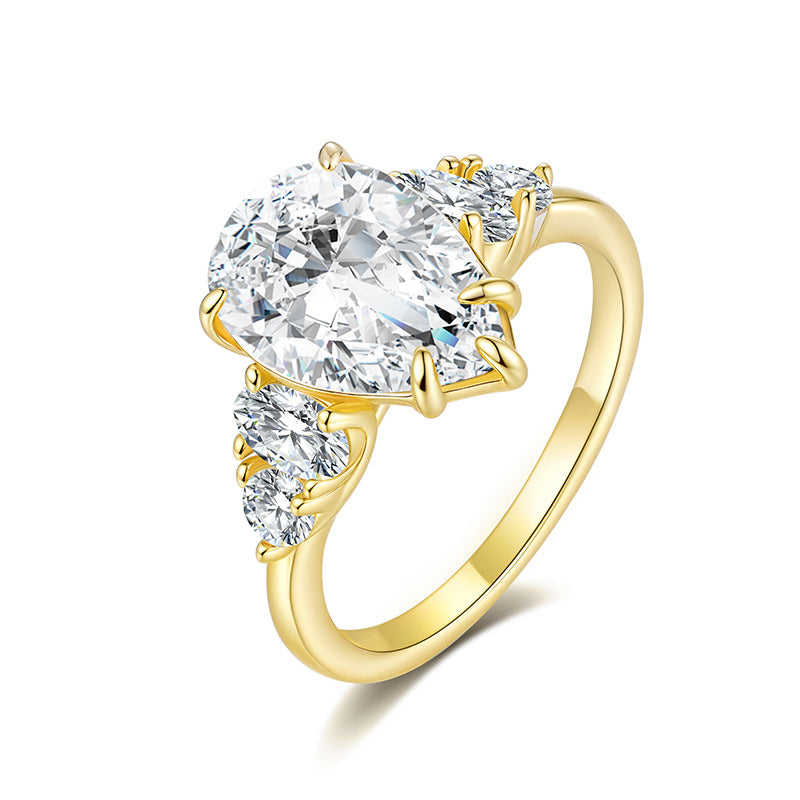 925 Silver Water Drop Pear Shape Ring | Moissanite or CZ