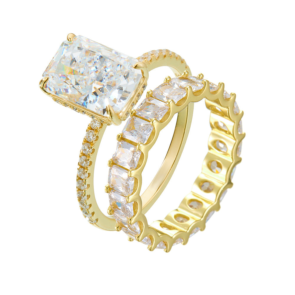 Wholesale 925 Sterling Silver Zircon Ring Set Ins Style Simple Style