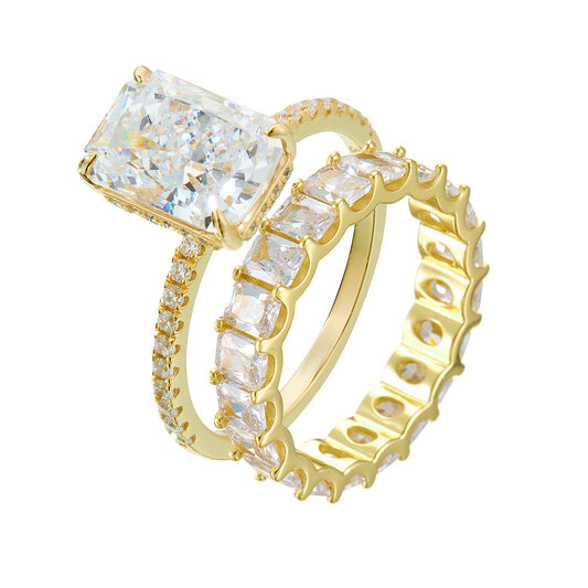 Wholesale 925 Sterling Silver Zircon Ring Set Ins Style Simple Style