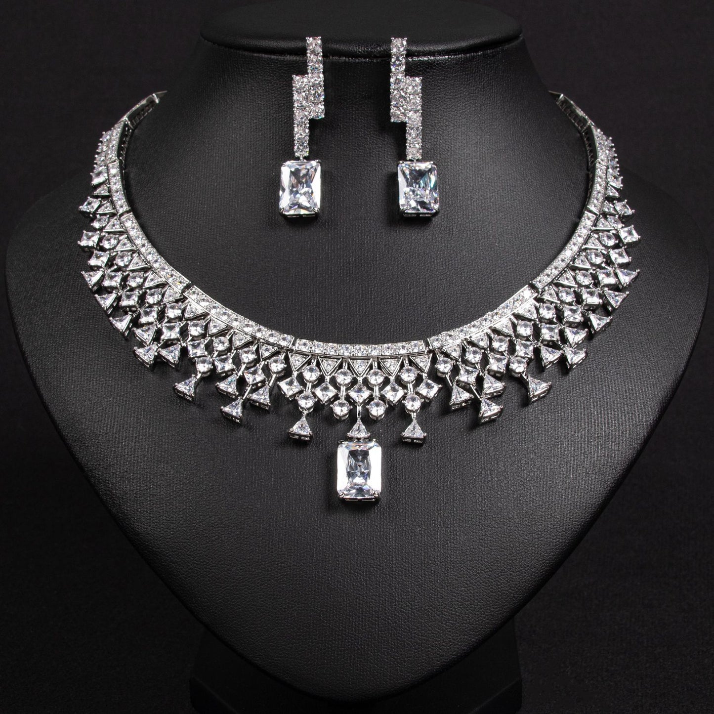 Simple White Zircon Bridal Set 18K Gold Plated Wholesale