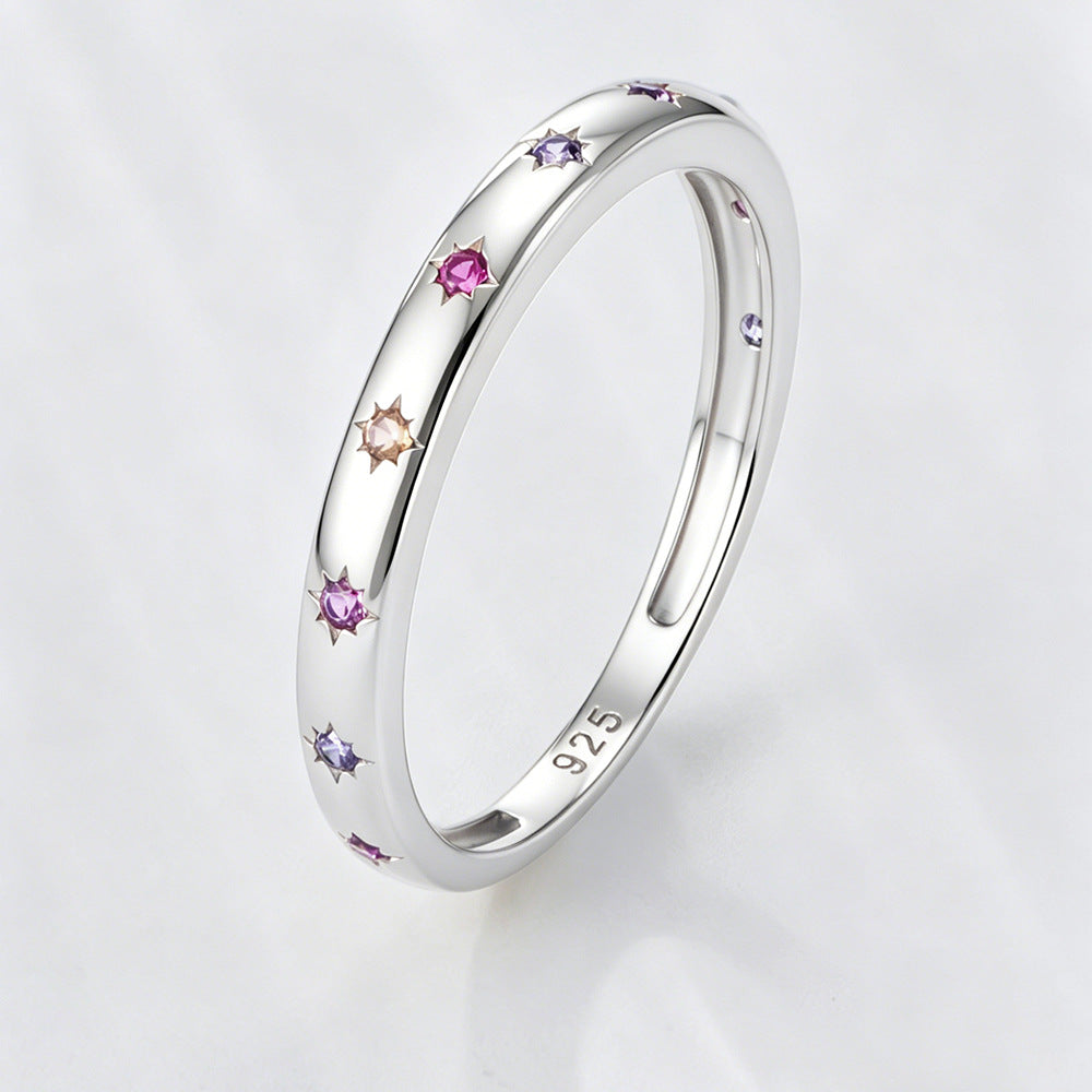 Wholesale 925 Sterling Silver Zircon Ring Ins Style Niche Design