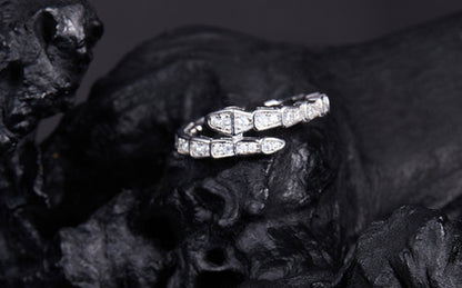 925 Silver Snake-Shaped Ring | Moissanite or CZ