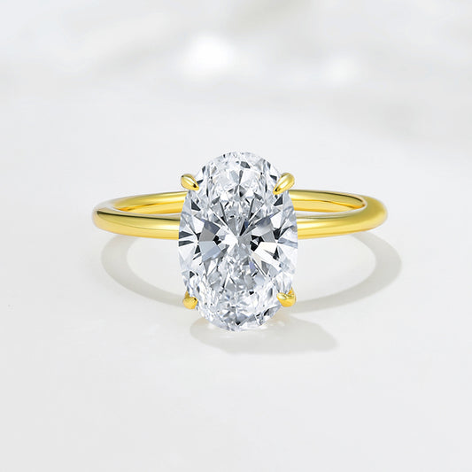 Wholesale 925 Sterling Silver Ice Flower Cut Zircon Ring Floral Design Oval Shape