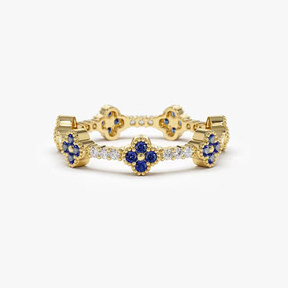 Wholesale 925 Sterling Silver Four-Leaf Clover Zircon Ring Light Luxury Four-Leaf Clover