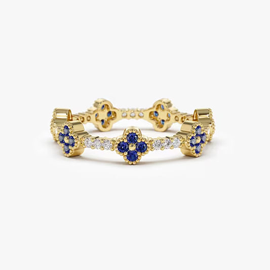Wholesale 925 Sterling Silver Four-Leaf Clover Zircon Ring Light Luxury Four-Leaf Clover