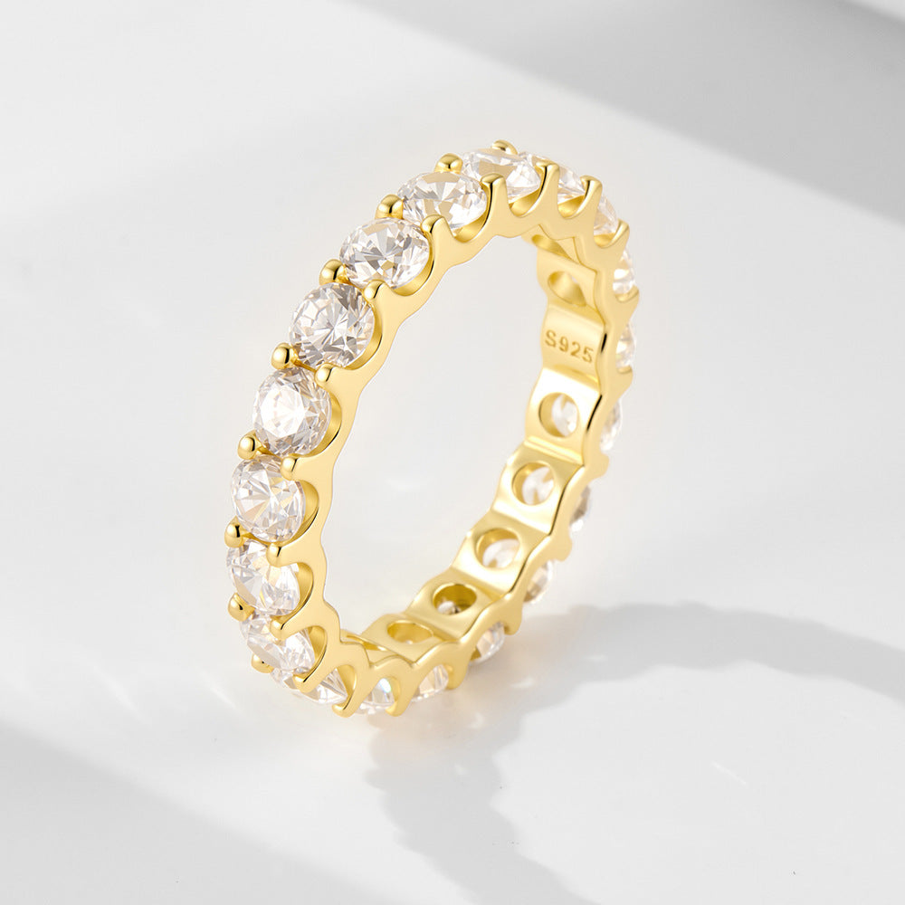 Wholesale 925 Sterling Silver Zircon Ring Simple Style
