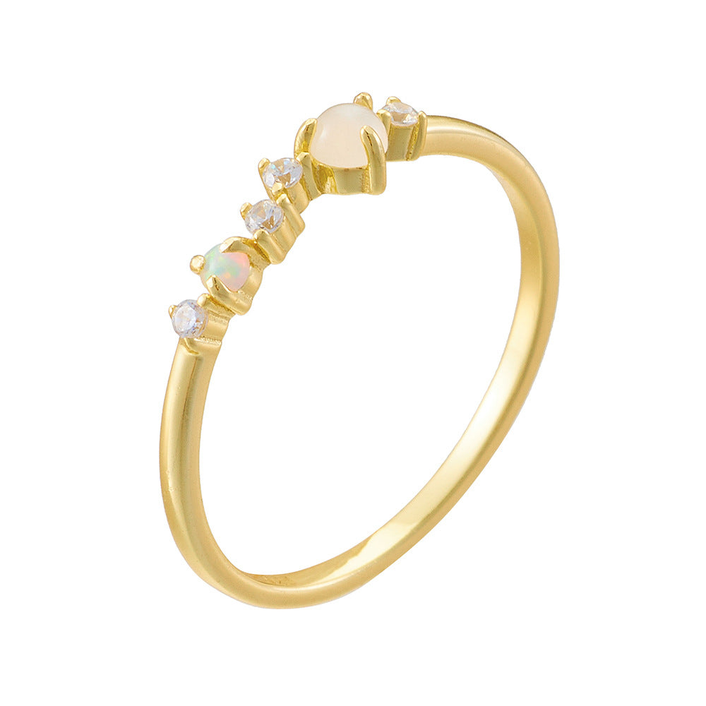 Wholesale 925 Sterling Silver Zircon Ring Light Luxury Japanese Style