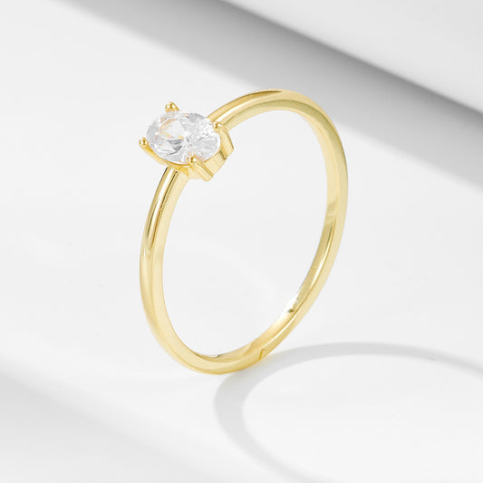 Wholesale 925 Sterling Silver Zircon Ring Simple Style