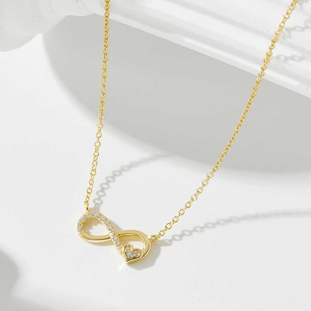 S925 Sterling Silver Lucky Number 8 Necklace for Women, European and American Ins Style, Personalize