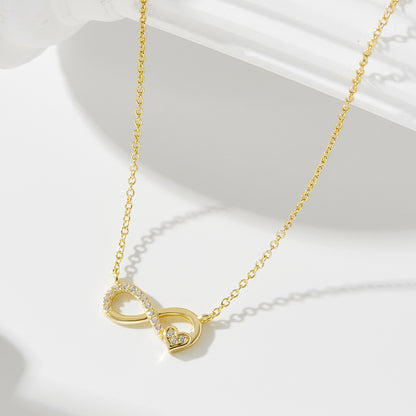 S925 Sterling Silver Lucky Number 8 Necklace for Women, European and American Ins Style, Personalize