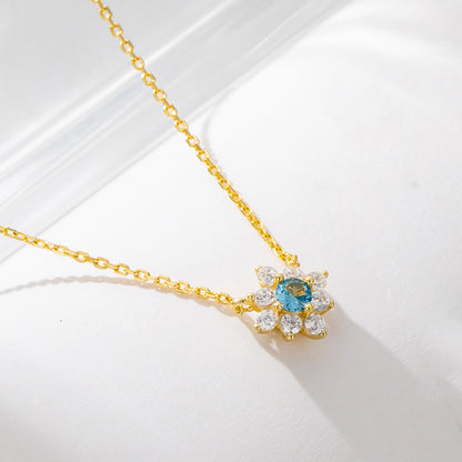 European and American cross-border jewelry small fresh flower diamond pendant necklace female s925 s